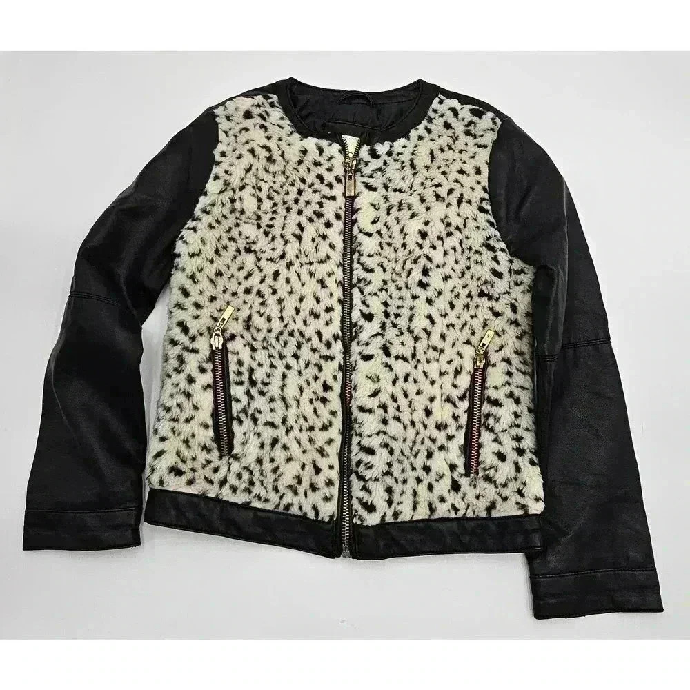 Cherokee Girl's Size S Faux Fur and Leather Crop Jacket